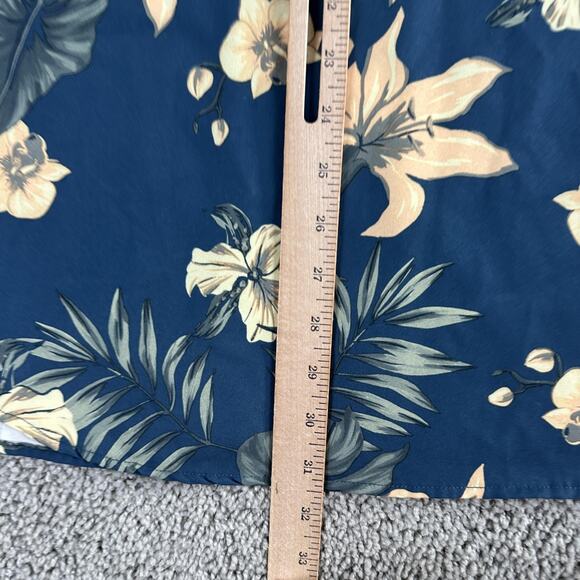 Seapointe Shirt Mens XL Blue Hawaiian Aloha Floral Button Down Stretch - Picture 6 of 10